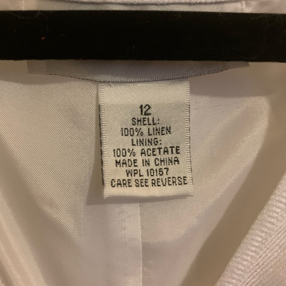 Bloomingdale’s: Vintage White Linen Mini Dress with Lining and Zipper (size 12) - Picture 4 of 5